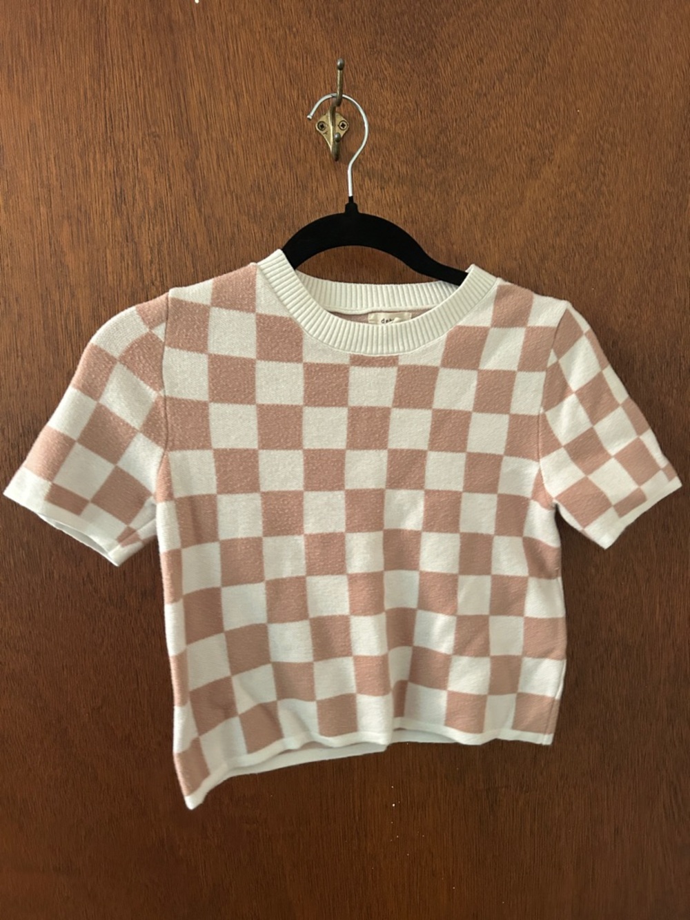 debut Pink and White Checkerboard Crop Top